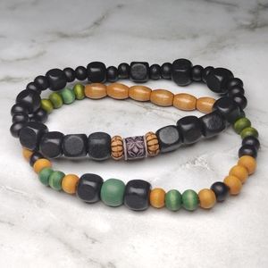 Men's Bohemian Wooden Stackable Bracelets (2)